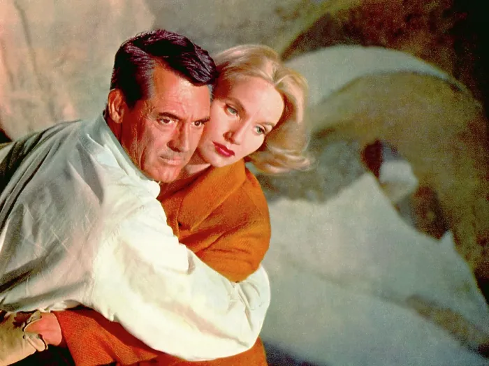 Framed Print : NORTH BY NORTHWEST, Cary Grant, Eva Marie Saint, 1959, clinging