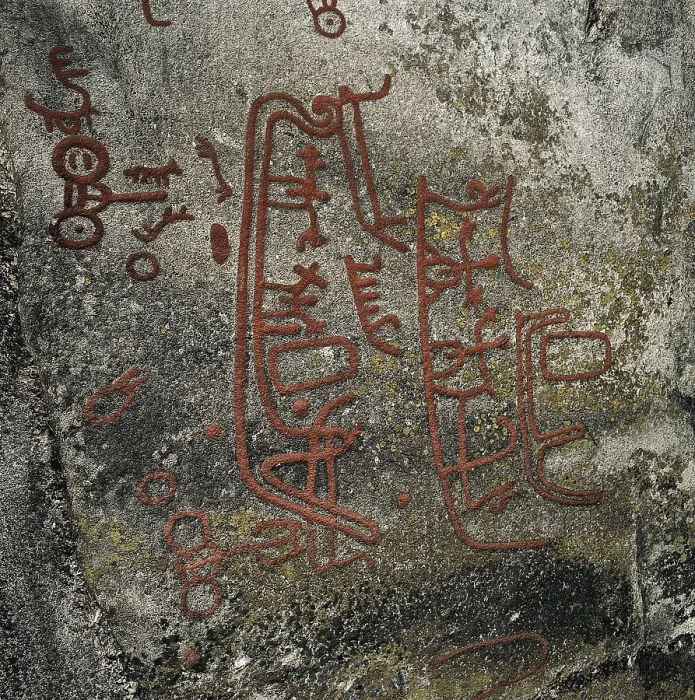 Framed Print : NORWAY. Begby. Boats (1000 BC). Bronze Age. Petroglyph; Cave. AISA / Everett Collection**US SALES ONLY**