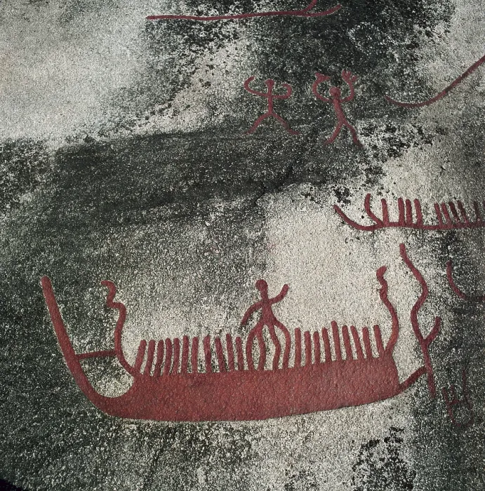 Framed Print : NORWAY. Begby. Boats (1000 BC). Bronze Age. Petroglyph. - Cirani / Iberfoto / Everett Collection (232822)**US SALES ONLY**