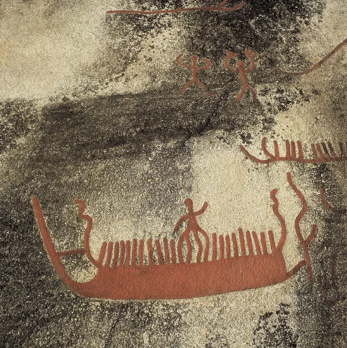 Framed Print : NORWAY. Begby. Boats (1000 BC). Bronze Age. Petroglyph; Cave. AISA / Everett Collection**US SALES ONLY**