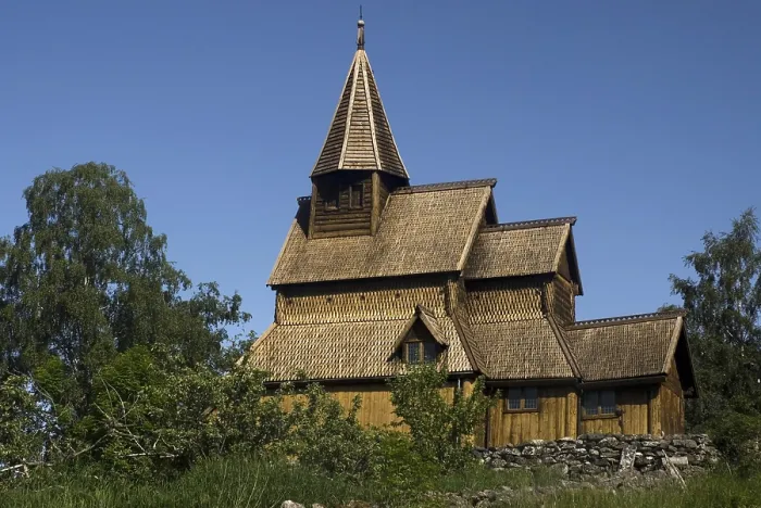 Framed Print : NORWAY. SOGN OG FJORDANE. Urnes Stavkirke, aka Urnes Stave Church (woodden church from 12th c.). - Oscar Elias / Iberfoto / Everett Collection (533237)**US SALES ONLY**
