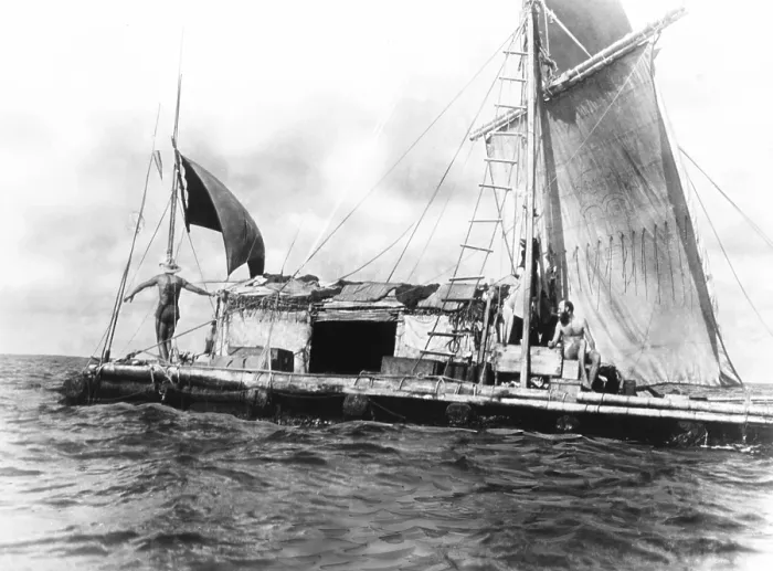 Framed Print : Norwegian Thor Heyerdahl's balsa raft, Kon Tiki, on the Pacific Ocean in 1947