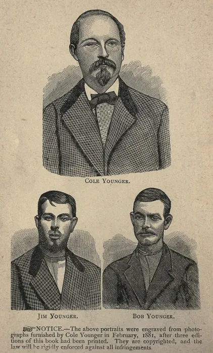Framed Print : Three of the four notorious Younger Brothers (Cole, Bob and Jim, John is not pictured)
