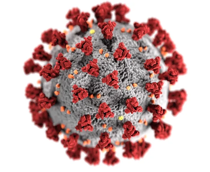 Framed Print : Novel Coronavirus SARS-CoV-2, causes coronavirus disease-2019, abbreviated as COVID-19. An illustration shows the spikes on the virus outer surface