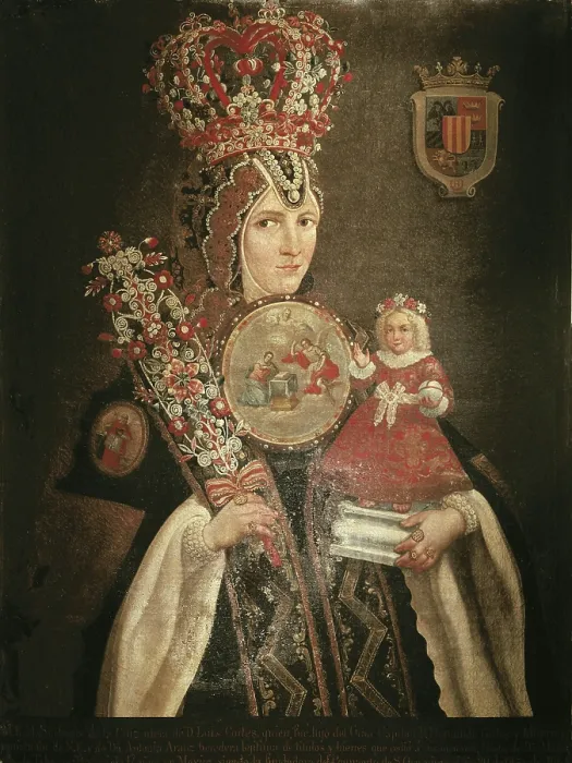 Framed Print : Novice nun dressed in her best habit taking her vows. 18th c. Popular Mexican art. Colonial baroque. Painting. SPAIN. Madrid. America's Museum