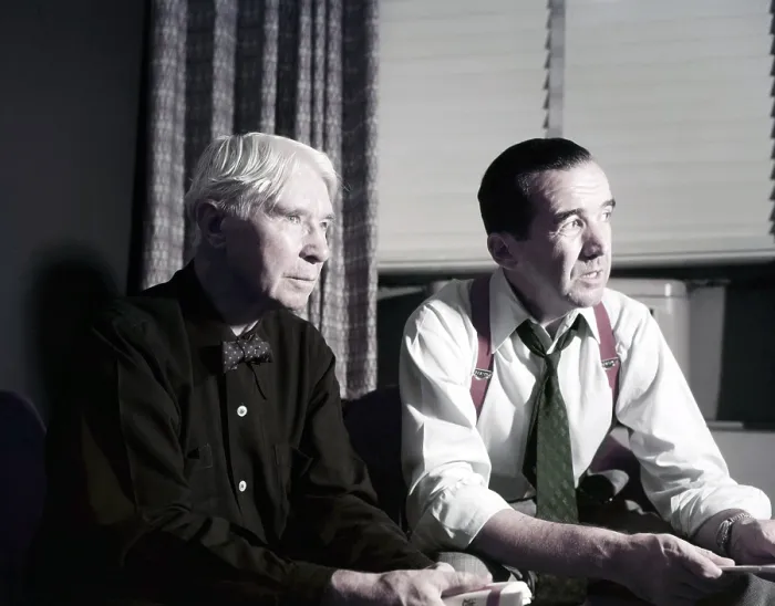 Framed Print : SEE IT NOW, from left: Carl Sandburg, Edward R. Murrow on A Visit to Flat Rock: Carl Sandburg, (Season 4, ep 406, aired October 5, 1954), 191-1958