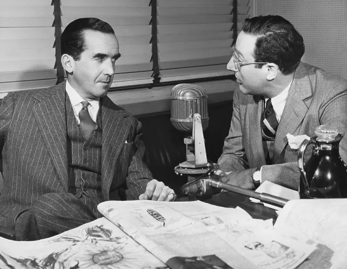 Framed Print : SEE IT NOW, from left: Edward R. Murrow, producer and anchor, Fred Friendly, producer, 1951-1958 Framed Print : SEE IT NOW, from left: Edward R. Murrow, producer and anchor, Fred Friendly, producer, 1951-1958