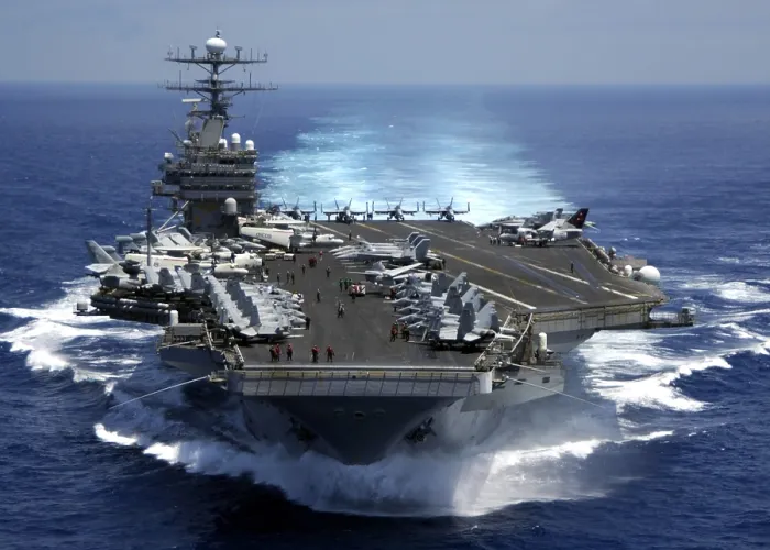Framed Print : The nuclear powered aircraft carrier USS CARL VINSON in Indian Ocean during the Second Gulf War. March 15 2005. (BSLOC_2011_12_244)