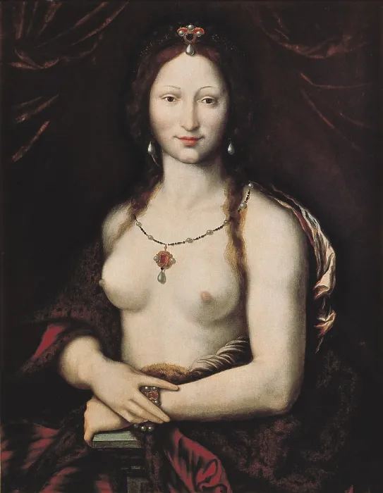 Framed Print : Nude Monna Vanna. 16th c. Fontainebleau's school. Renaissance art. Oil on canvas. CZECH Rep.. Prague. National Gallery in Prague