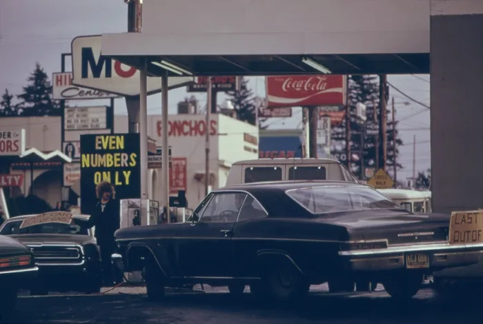 Framed Print : Even Numbers Only reads a sign after Oregon was the first US state to use a system of odd and even license plate numbers during the 1973-74 energy crisis