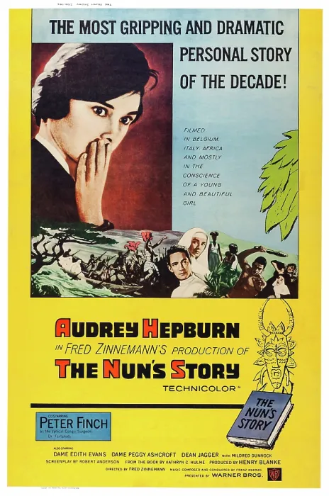 Framed Print : THE NUN'S STORY, top: Audrey Hepburn, bottom l-r: Peter Finch, Audrey Hepburn, 1959