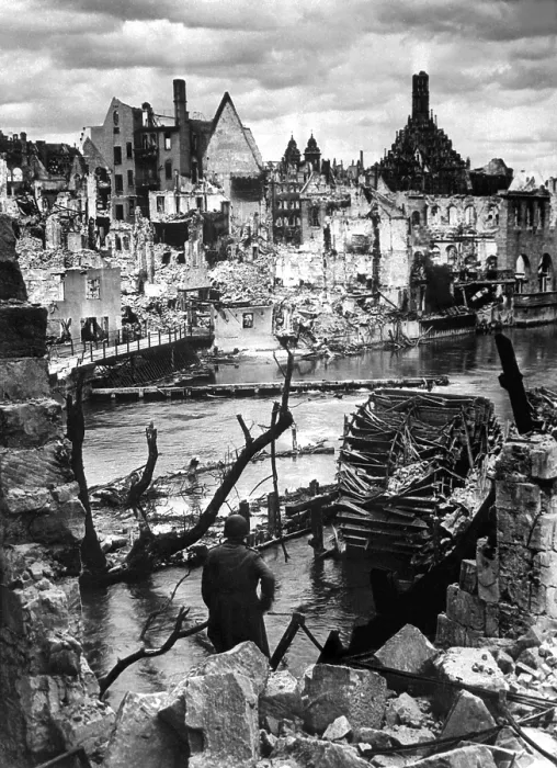 Framed Print : Nuremberg Germany in ruins. The vital industrial city and the festival center of the Nazi party, was captured April 20, 1945, by troops of the U.S. Army. World War 2 Framed Print : Nuremberg Germany in ruins. The vital industrial city and the festival center of the Nazi party, was captured April 20, 1945, by troops of the U.S. Army. World War 2