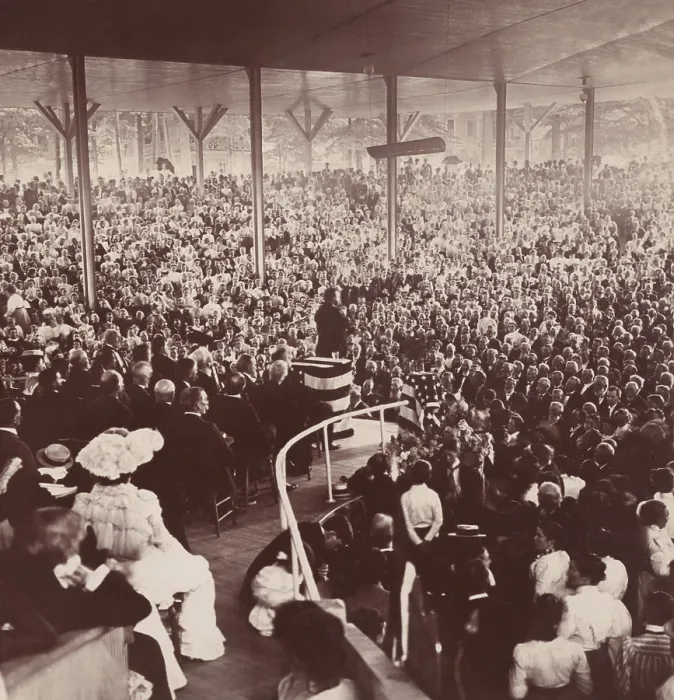 Framed Print : NY Governor Roosevelt delivering address, National Army Day, at Chautauqua, N.Y. Aug. 19, 1899 (BSLOC_2017_4_28)