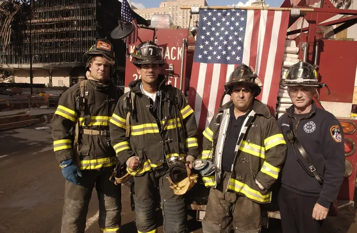 Framed Print : NYC firemen at the World Trade Center, Sept. 29, 2001. Recovery operations continued for months after the September 11, 2001 terrorist attacks. (BSLOC_2015_2_110) Framed Print : NYC firemen at the World Trade Center, Sept. 29, 2001. Recovery operations continued for months after the September 11, 2001 terrorist attacks. (BSLOC_2015_2_110)