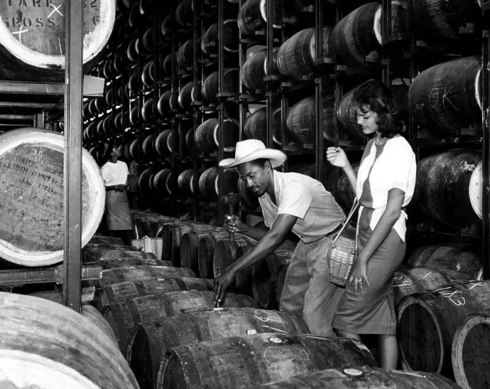Framed Print : Oak casks of Jamaican Rum. ca 1960s. Courtesy: CSU Archives / Everett Collection