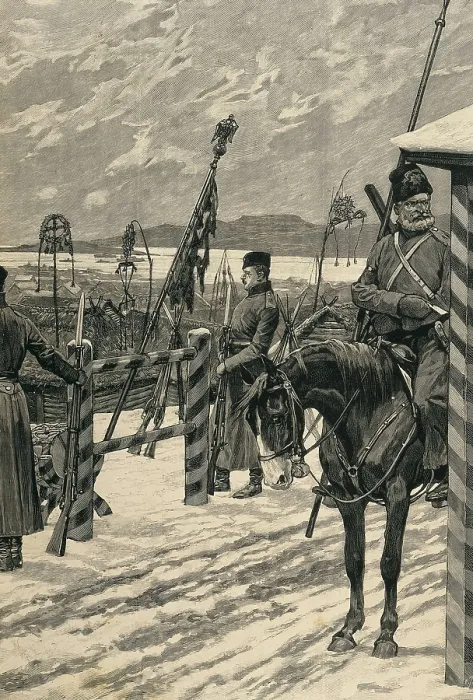 Framed Print : Occupation of Manchuria by Russian troops (1904). Etching. AISA / Everett Collection**US SALES ONLY**