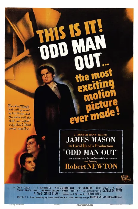 Framed Print : ODD MAN OUT, US poster art, from left: Kathleen Ryan, James Mason, 1947