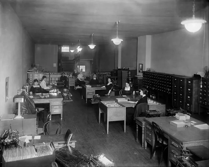 Framed Print : Office of the Underwood Typewriter Company in Washington, D.C. ca. 1910