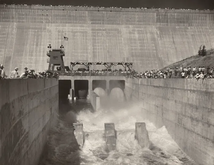 Framed Print : Official opening of the partially completed Friant-Kern Canal, July 9, 1949 Framed Print : Official opening of the partially completed Friant-Kern Canal, July 9, 1949