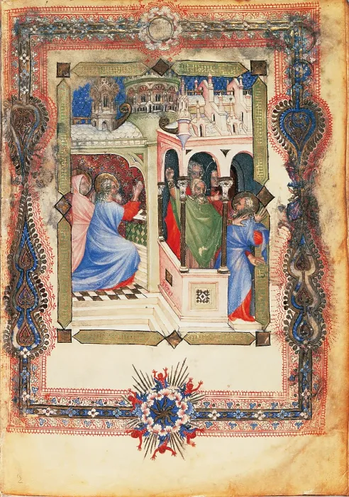Framed Print : From the Offiziolo of Gian Galeazzo Visconti Rejection of Joachims Sacrifice, by Giovannino de Grassi, 14th Century, - Italy, Tuscany, Florence, Central National Library