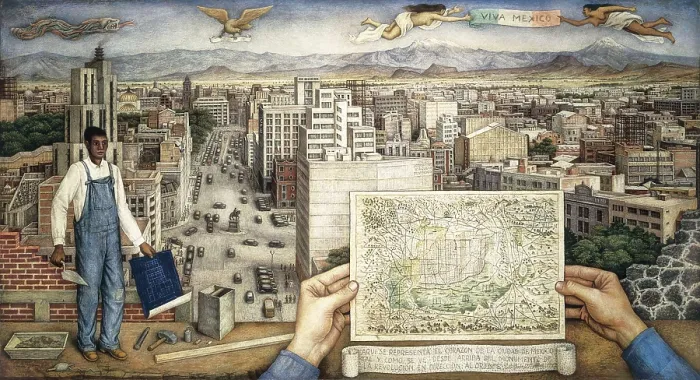 Framed Print : O'GORMAN, Juan (1905-1982). Mexico City. 1942. Tempera on masonite. MEXICO. Mexico City. Museum of Modern Art. AISA / Everett Collection - Image has fine art copyright