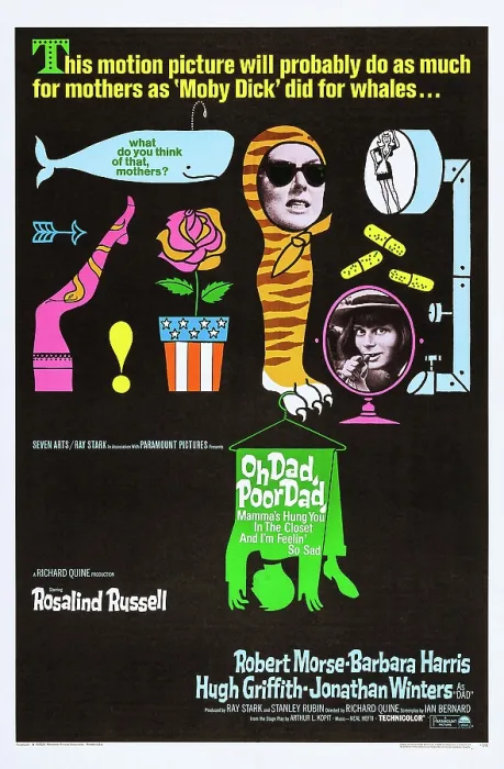 Framed Print : OH DAD, POOR DAD, MAMMA'S HUNG YOU IN THE CLOSET AND I'M FEELIN SO SAD, US poster, from top: Rosalind Russell (sunglasses), Robert Morse, 1967