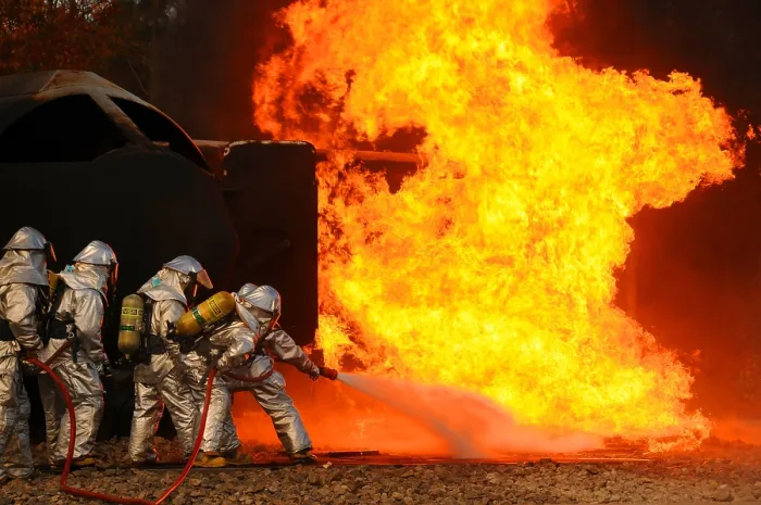 Framed Print : Ohio Air National Guardsmen extinguish an aircraft fire in a training exercise. Phelps Collins Combat Readiness Training Center in Alpena Michigan. Oct. 16 2010