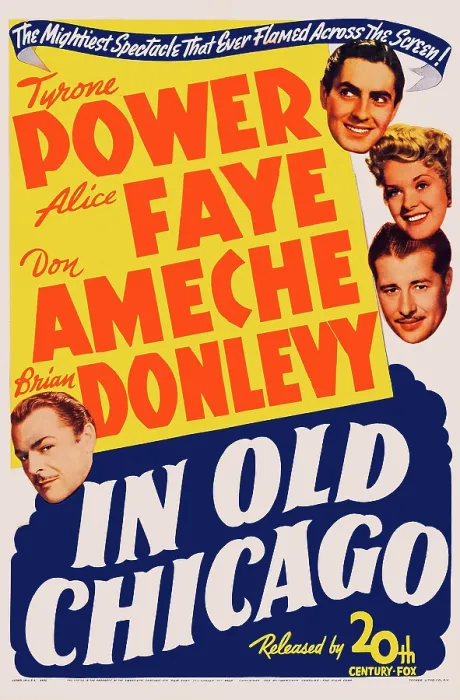 Framed Print : IN OLD CHICAGO, US poster art, Brian Donlevy, Tyrone Power, Alice Faye, Don Ameche, 1937. TM and Copyright 20th Century Fox Film Corp. All rights reserved