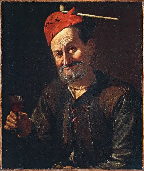Framed Print : Old Drinker, by Pietro Bellotti, 1670, 17th Century, oil on canvas - Italy, Lombardy, Milan, Castello Sforzesco, Civic Collections of Ancient Art. Whole artwork view