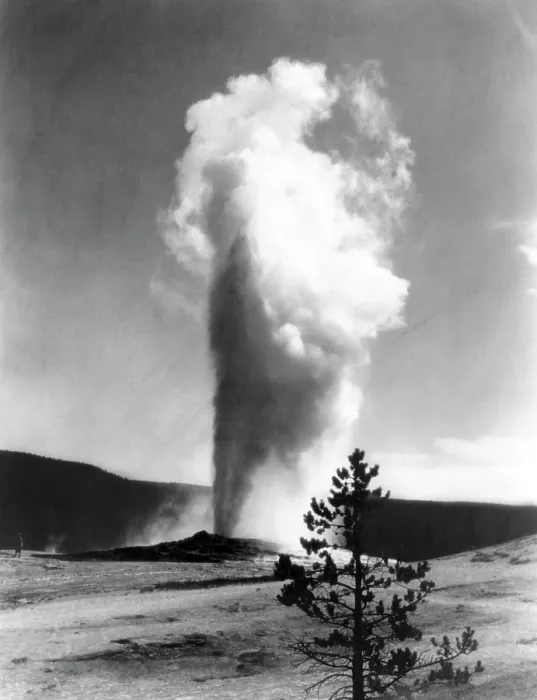 Framed Print : Old Faithful geyser erupting on schedule, Yellowstone National Park circa 1936. Courtesy: CSU Archives / Everett Collection