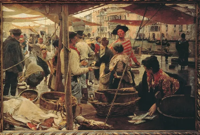 Framed Print : The Old Fish Market, by Ettore Tito, 1893, 19th Century, oil on canvas, cm 131 x 200 - Italy, Lazio, Rome, National Gallery of Modern Art. All