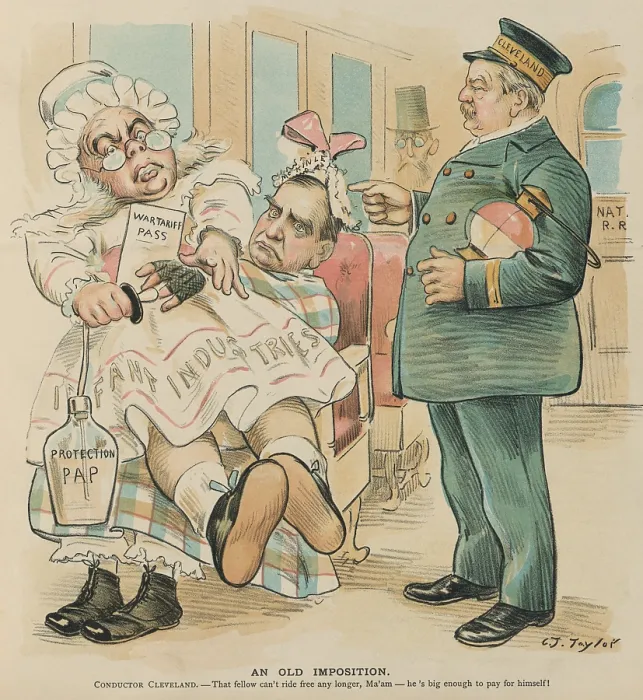 Framed Print : AN OLD IMPOSTION, PUCK Magazine, Nov. 15, 1893, opposing the high protective US tariff on imports Framed Print : AN OLD IMPOSTION, PUCK Magazine, Nov. 15, 1893, opposing the high protective US tariff on imports
