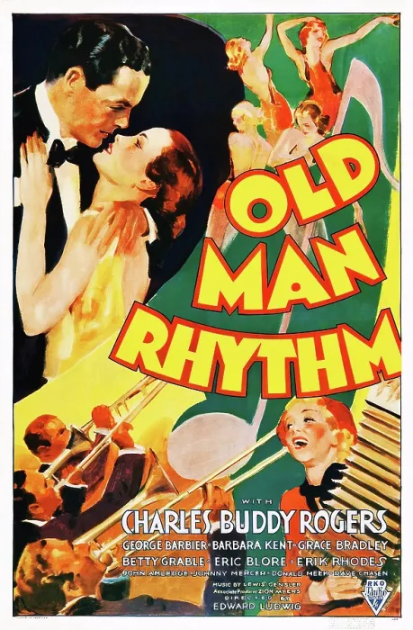Framed Print : OLD MAN RHYTHM, US poster, from top: Charles Buddy Rogers, Barbara Kent, bottom right: Betty Grable, 1935