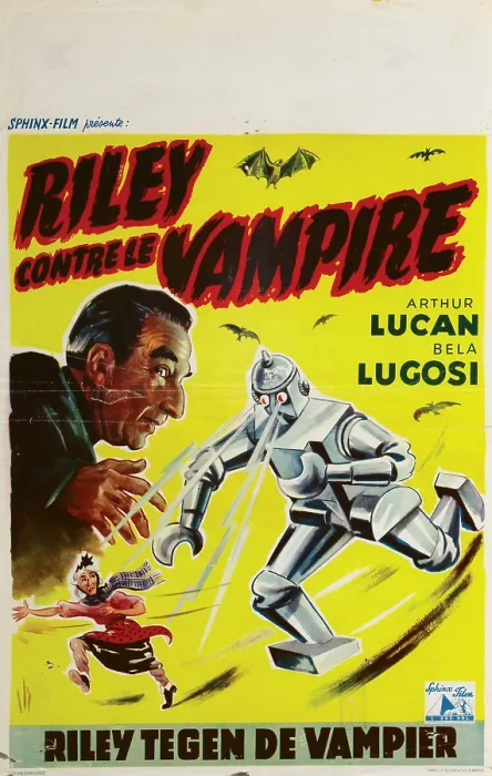 Framed Print : OLD MOTHER RILEY MEETS THE VAMPIRE, (aka RILEY CONTRE LE VAMPIRE, aka MOTHER RILEY MEETS THE VAMPIRE, aka VAMPIRE OVER LONDON), Belgian poster art