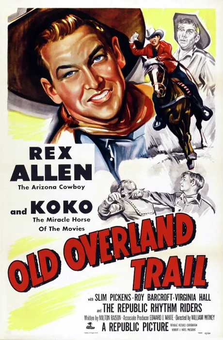 Framed Print : OLD OVERLAND TRAIL, US poster art, Rex Allen (top left), 1953 Framed Print : OLD OVERLAND TRAIL, US poster art, Rex Allen (top left), 1953
