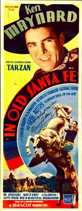 Framed Print : IN OLD SANTA FE, top and bottom: Ken Maynard on insert poster, 1934