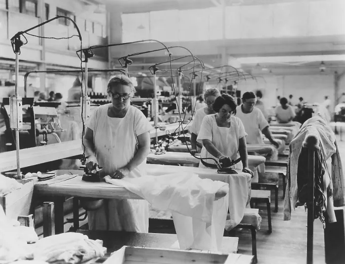 Framed Print : Older women doing hand ironing in a laundry, ca. 1925-35. - (BSLOC_2015_1_178)