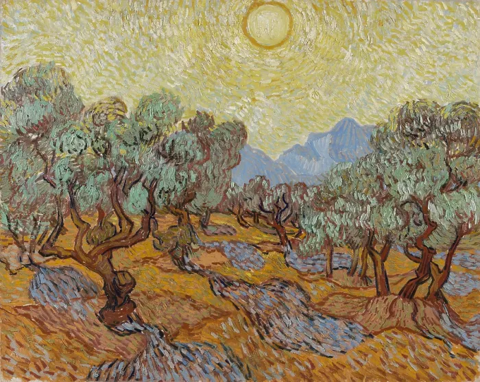 Framed Print : Olive Trees, 1889, by Vincent van Gogh, 1853-1890, Dutch Post Impressionist painter, oil on canvas