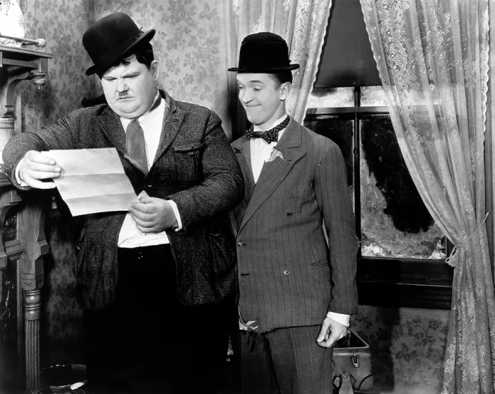 Framed Print : Oliver Hardy and Stan Laurel, ca. 1930s