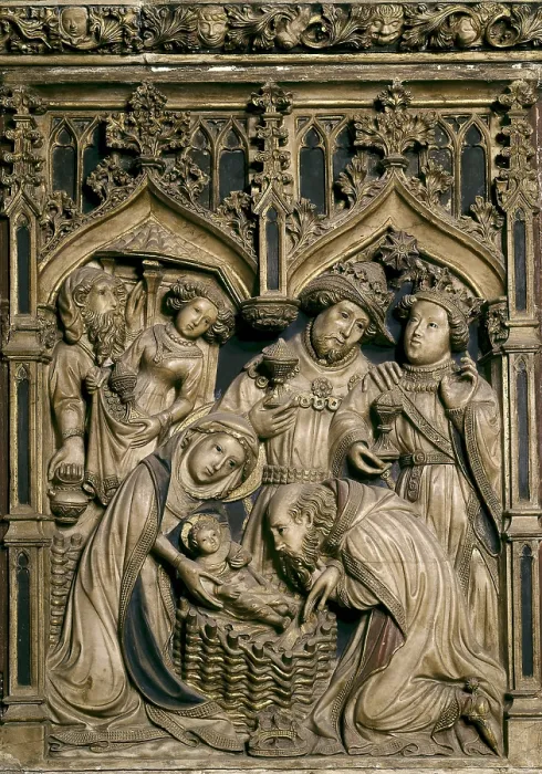 Framed Print : OLLER, Pere (15th century). Altarpiece of Saint Mary and Saint Peter. 1420. SPAIN. Vic. Cathedral. Old High Altar of the cathedral. Alabaster