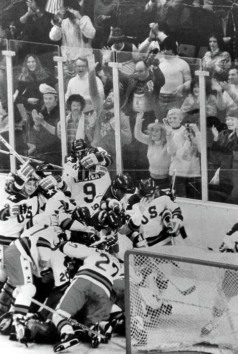 Framed Print : OLYMPIC GAMES-U.S. Olympic Hockey Team celebrates its 4 to 3 victory ofver the U.S.S.R Olympic Hockey Team. 1980. Courtesy: CSU Archives / Everett Collection Framed Print : OLYMPIC GAMES-U.S. Olympic Hockey Team celebrates its 4 to 3 victory ofver the U.S.S.R Olympic Hockey Team. 1980. Courtesy: CSU Archives / Everett Collection