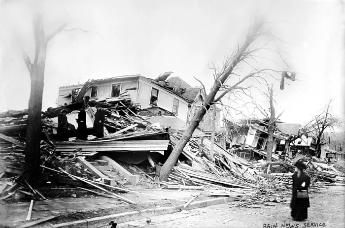 Framed Print : Omaha, 25th Street, and Cass, after cyclone, Nebraska, circa 1900