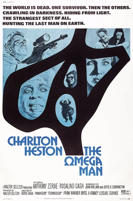 Framed Print : THE OMEGA MAN, from top left: Charlton Heston, Lincoln Kilpatrick, Anthony Zerbe on poster art, 1971