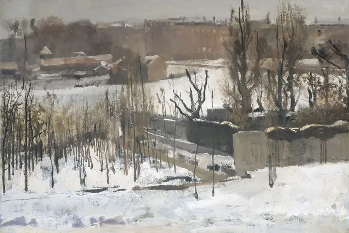 Framed Print : Oosterpark, Amsterdam, in the Snow, by George Hendrik Breitner, 1892, Dutch painting, oil on canvas