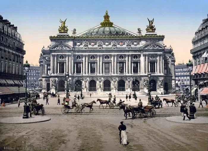 Framed Print : The Opera House, Paris, France in the last decade of the 19th century. Designed by Charles Garnier, it housed the Paris Opera from 1875-1990