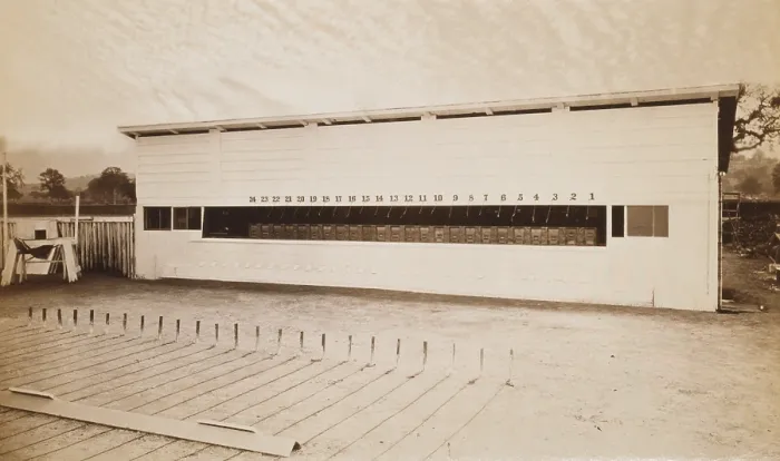 Framed Print : Operating track, designed by photographer Eadweard Muybridge (1830-1904), for his use of multiple cameras to capture motion
