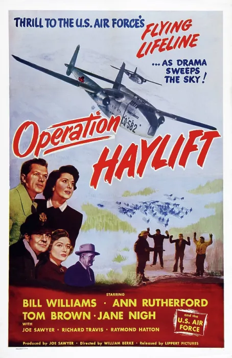 Framed Print : OPERATION HAYLIFT, US poster, top row from left: Bill Williams, Ann Rutherford; bottom row from left: Tom Brown, Jane Nigh, Joe Sawyer, 1950
