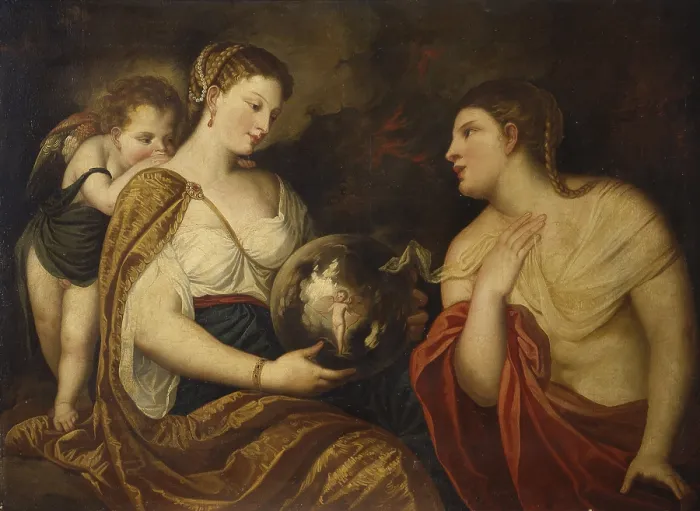 Framed Print : The oracle of love, by Alexander said Varotari Padovanino, 1620-1625, 17th century, oil on canvas. - Italy, Lombardy, Milan, Castello Sforzesco, Museum of Ancient Art