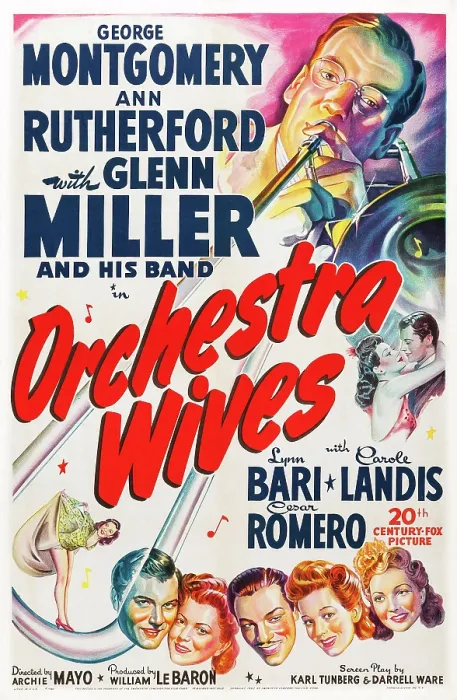 Framed Print : ORCHESTRA WIVES, US poster art, top right: Glen Miller, right center from left: Lynn Bari, George Montgomery, bottom from left: George Montgomery, Ann Rutherford, Cesar Romero Framed Print : ORCHESTRA WIVES, US poster art, top right: Glen Miller, right center from left: Lynn Bari, George Montgomery, bottom from left: George Montgomery, Ann Rutherford, Cesar Romero