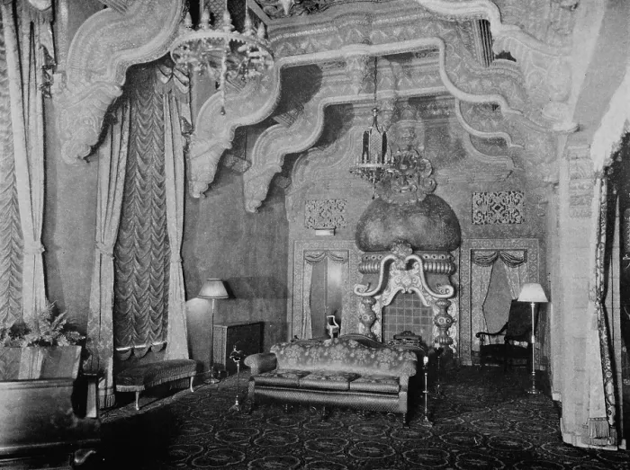 Framed Print : The Oriental Theatre interior, smoking room, Eugene, Oregon, 1930
